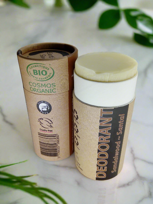 Organic Certified Natural Deodorant - Sandalwood 100ml - I piece - 100% recycled paper packaging