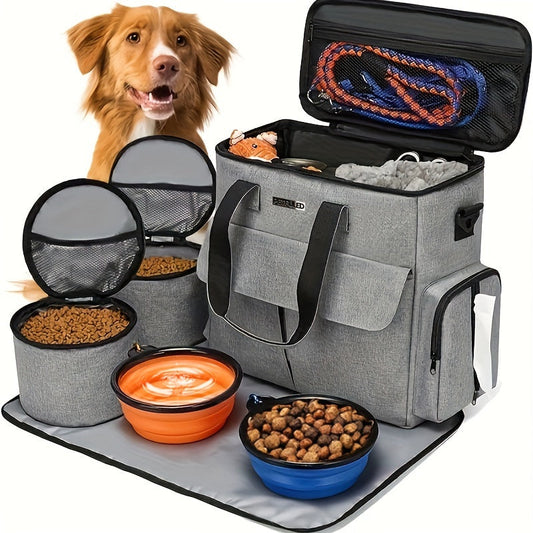 NNETM Pet Travel Bag Airline Approved with Bowls & Containers